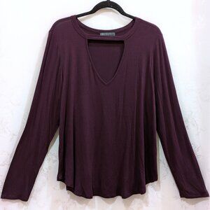 Vintage Y2K Keyhole Neck Long Sleeve Shirt 1X Soft Grunge Baddie Dressy Purple